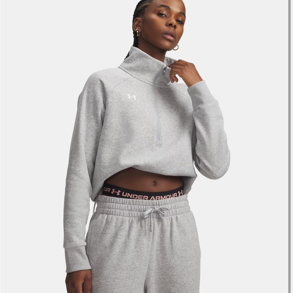 Under Armour UA Rival Fleece Women's Grey Quarter Zip Top NWT
